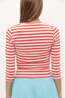 Red Striped knit cardigan 19467