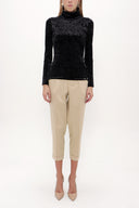 Black Turtleneck velvet blouse 19647