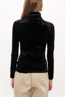 Black Turtleneck velvet blouse 19647