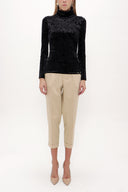 Black Turtleneck velvet blouse 19647