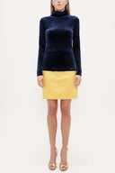 Navy Blue Turtleneck velvet blouse 19647