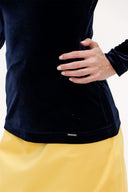 Navy Blue Turtleneck velvet blouse 19647