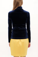 Navy Blue Turtleneck velvet blouse 19647