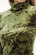 Green Turtleneck velvet blouse 19647