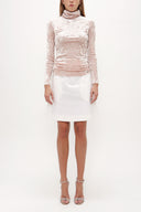 Salmon Turtleneck velvet blouse 19647