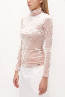 Salmon Turtleneck velvet blouse 19647