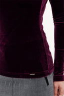 Burgundy Turtleneck velvet blouse 19647