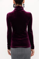 Burgundy Turtleneck velvet blouse 19647