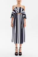 Striped Elastic detail off shoulder blouse19703