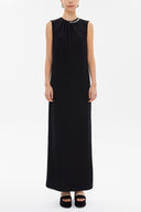 Black Chain detailed knit maxi dress 91075