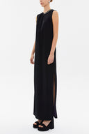 Black Chain detailed knit maxi dress 91075