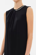 Black Chain detailed knit maxi dress 91075