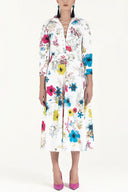 Patterned Eyelet and tie midi dress 91813