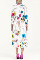 Patterned Eyelet and tie midi dress 91813