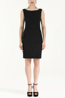 Black Zipped slim cut mini cotton dress 92019