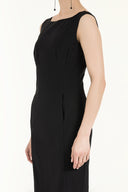 Black Zipped slim cut mini cotton dress 92019