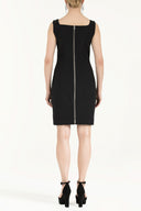 Black Zipped slim cut mini cotton dress 92019