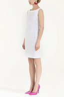 White Zipped slim cut mini cotton dress 92019