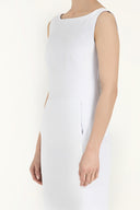 White Zipped slim cut mini cotton dress 92019