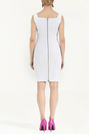 White Zipped slim cut mini cotton dress 92019