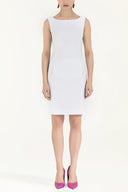 White Zipped slim cut mini cotton dress 92019