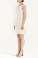 Beige Zipped slim cut mini cotton dress 92019