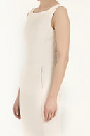 Beige Zipped slim cut mini cotton dress 92019