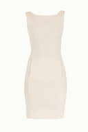 Beige Zipped slim cut mini cotton dress 92019