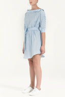 Blue Striped cotton midi dress 92053