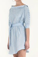 Blue Striped cotton midi dress 92053