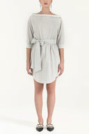 White Striped Striped cotton midi dress 92053