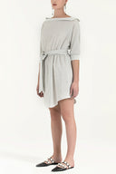 White Striped Striped cotton midi dress 92053