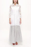 White Striped Laced maxi  dress 92248