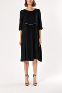 Black Pleated Wide Cut Dress 92279