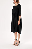 Black Pleated Wide Cut Dress 92279