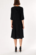 Black Pleated Wide Cut Dress 92279