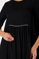 Black Pleated Wide Cut Dress 92279