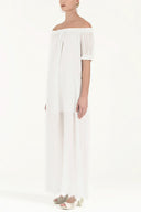 White Off shoulder elastic maxi dress 92355