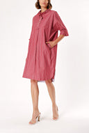 Burgundy Pearl button midi dress 92373