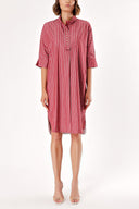 Burgundy Pearl button midi dress 92373