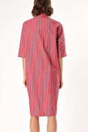 Burgundy Pearl button midi dress 92373