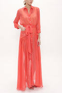 Red Chiffon wide cut dress 92438