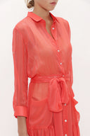 Red Chiffon wide cut dress 92438