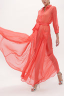 Red Chiffon wide cut dress 92438