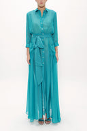 Turquoise Chiffon wide cut dress 92438