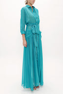 Turquoise Chiffon wide cut dress 92438
