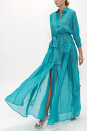 Turquoise Chiffon wide cut dress 92438