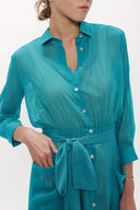 Turquoise Chiffon wide cut dress 92438