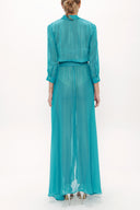 Turquoise Chiffon wide cut dress 92438