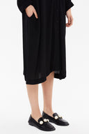 Black Off shoulder pocket midi dress 92478